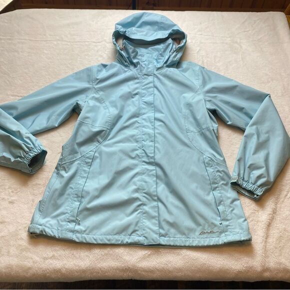 Eddie Bauer Light Blue Weatheredge Hooded Jacket Size Large - Picture 1 of 16